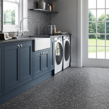 Terrazzo Black Macro Chip Matte 12x24 Porcelain Tile