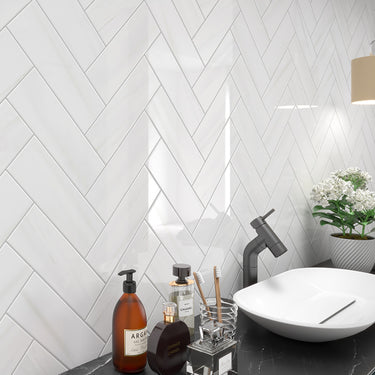 Cinca Marbellous Bianco Dolomite Glossy 4x12 Ceramic Tile