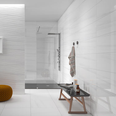 Cinca Marbellous Bianco Dolomite Deco Glossy 12x36 Ceramic Tile