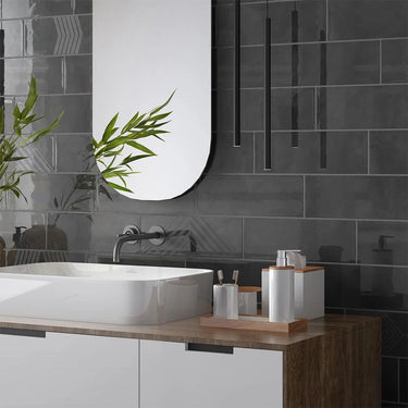 Prism Rome Charcoal Glossy 4x12 Ceramic Tile