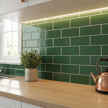 Essentials Green Glossy 3x6 Ceramic Tile