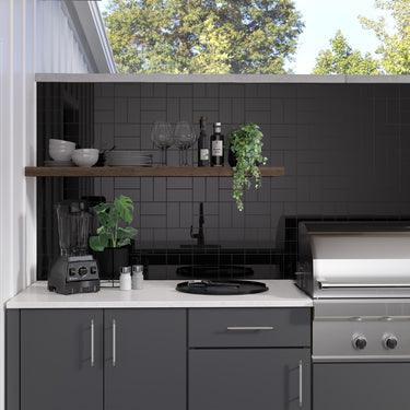 Essentials Black Glossy 3x6 Ceramic Tile