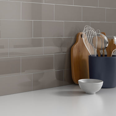 Essentials Taupe Glossy 4x10 Ceramic Tile