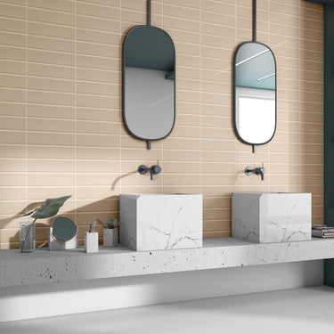 Essentials Ivory Glossy 2x8 Ceramic Tile