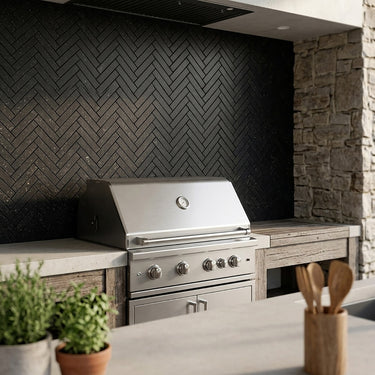 Belgium Blue Honed 5/8x3 Herringbone Limestone Mosaic