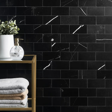 Nero Marquina Polished 4x12 Marble Tile