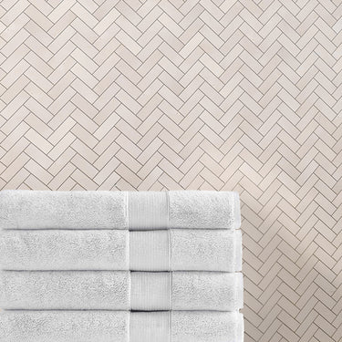 Crema Marfil Polished 1x3 Herringbone Marble Mosaic