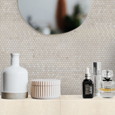 Crema Marfil Honed 1 Inch Hexagon Marble Mosaic