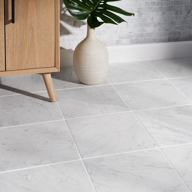 White Carrara Polished 12x12 Marble Tile