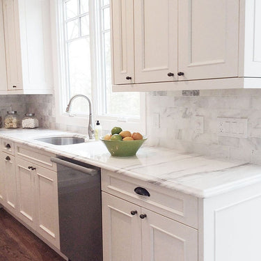 White Carrara Polished 3x9 Marble Tile