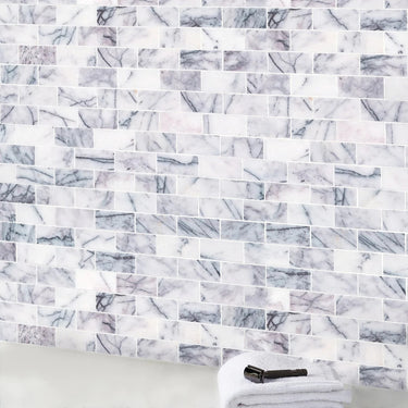 Lilac Honed 1x2 Brick Marble Mosaic