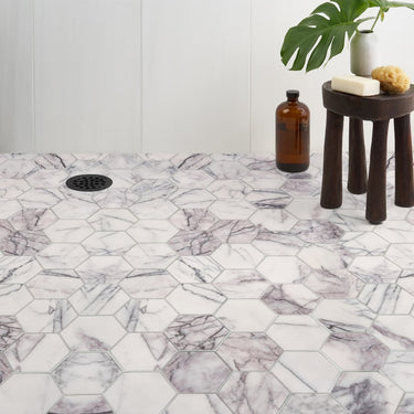 Lilac Honed 3 Inch Hexagon Marble Mosaic