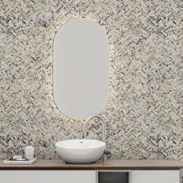 Calacatta Viola Honed 5/8x3 Herringbone Marble Mosaic