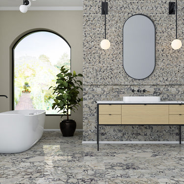 Calacatta Viola Honed Penny Round Marble Mosaic