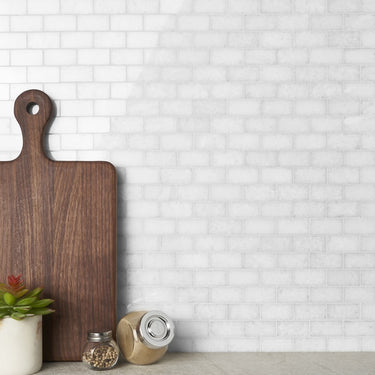 Snow White Polished 1x2 Brick Marble Mosaic