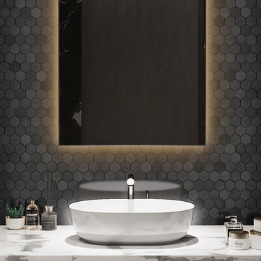 Basalt Black Honed 2 Inch Hexagon Basalt Mosaic