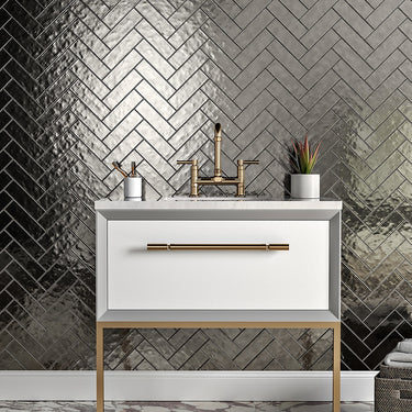 Pewter Gray Glossy 2 1/4x7 7/8 Terracotta Tile