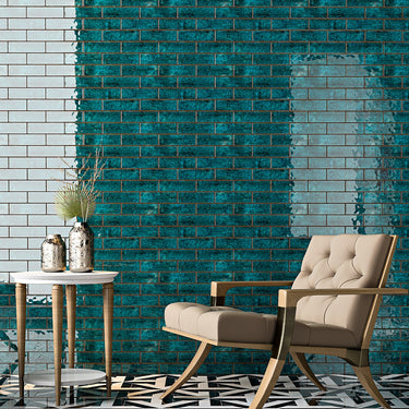 Caribbean Teal Glossy 2 1/4x7 7/8 Terracotta Tile