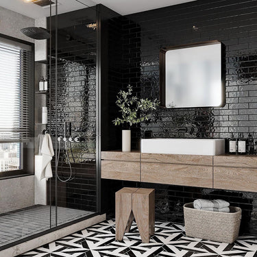 Jet Black Glossy 2 1/4x7 7/8 Terracotta Tile