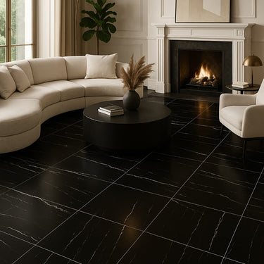 Pietra Black Glossy 24x24 Porcelain Tile