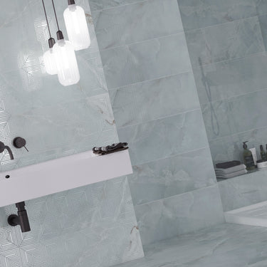 Azteca Onyx Light Blue Glossy 24x48 Porcelain Tile