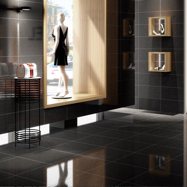 Azteca Smart Lux Black Sugar Effect Glossy 24x24 Porcelain Tile