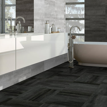 Azteca Synthesis Black Matte 24x48 Porcelain Tile