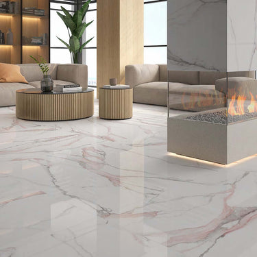 Calacatta Dream Pink Glossy 24x48 Porcelain Tile