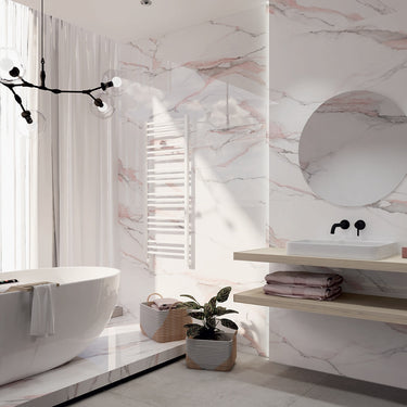 Calacatta Dream Pink Glossy 24x48 Porcelain Tile