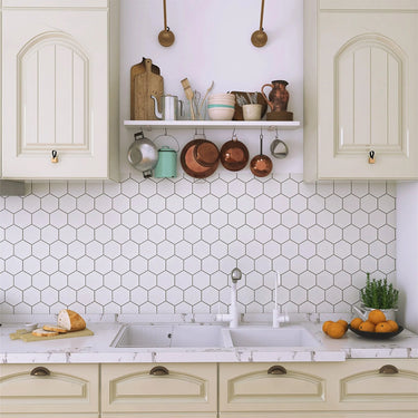 Glamour White Matte 4 Inch Hexagon Porcelain Mosaic