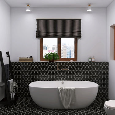 Glamour Black Matte 4 Inch Hexagon Porcelain Mosaic