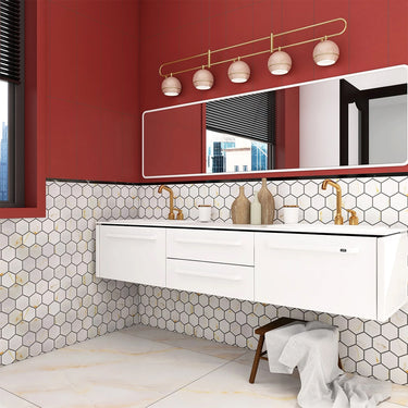 Glamour Calacatta Gold Glossy 4 Inch Hexagon Porcelain Mosaic