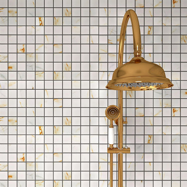 Glamour 2x2 Square Calacatta Gold Glossy 2x2 Porcelain Mosaic