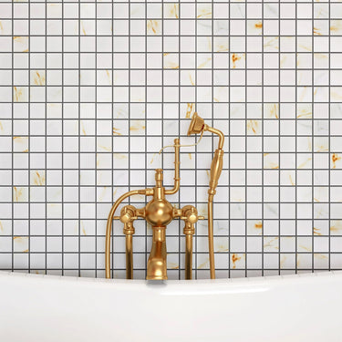 Glamour 2x2 Square Calacatta Gold Glossy 2x2 Porcelain Mosaic