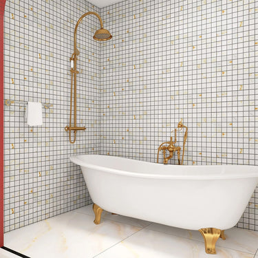 Glamour 2x2 Square Calacatta Gold Glossy 2x2 Porcelain Mosaic