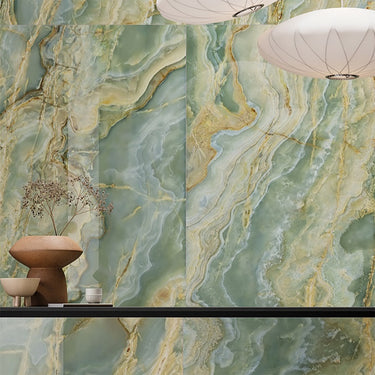 Opalia Onyx Olive Green Glossy 24x48 Porcelain Tile
