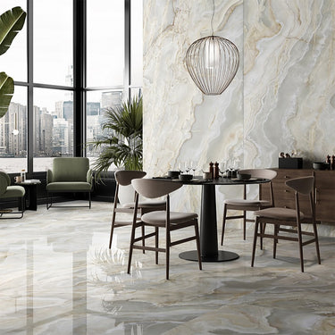 Opalia Onyx Argento Glossy 24x48 Porcelain Tile