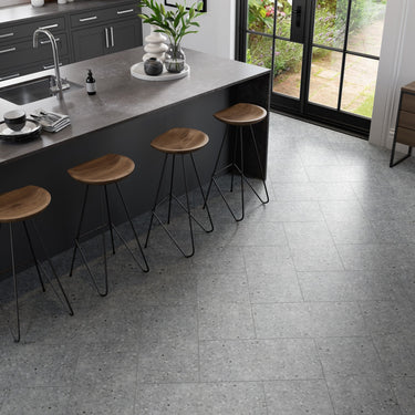 Terrazzo Silver Macro Chip Matte 12x24 Porcelain Tile