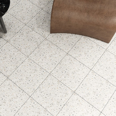 Terrazzo White Macro Chip Matte 24x24 Porcelain Tile