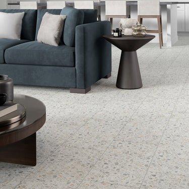 Terrazzo White Macro Chip Matte 12x24 Porcelain Tile