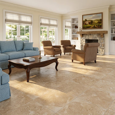 Ivory Light Honed And Filled 18x18 Travertine Tile