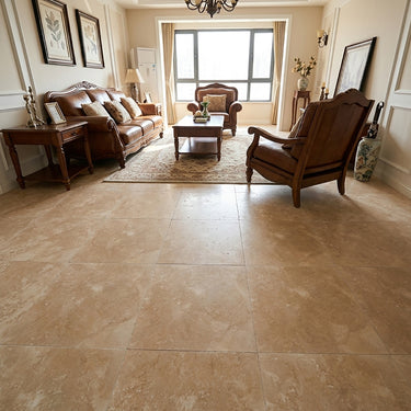 Ivory Light Honed And Filled 18x18 Travertine Tile