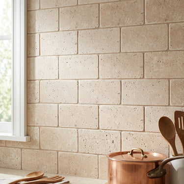Ivory Light Tumbled 3x6 Travertine Tile