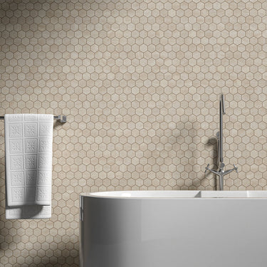 Ivory Light Honed And Filled 2 Inch Hexagon Travertine Mosaic