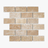 Noce Tumbled 2x4 Brick Travertine Mosaic