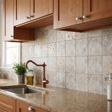 Silver Honed And Filled 4x4 Travertine Tile