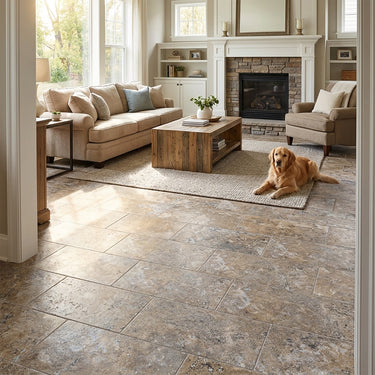 Silver Honed And Filled 12x24 Travertine Tile