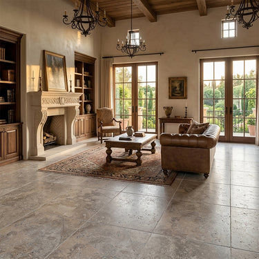 Silver Honed And Filled 18x18 Travertine Tile