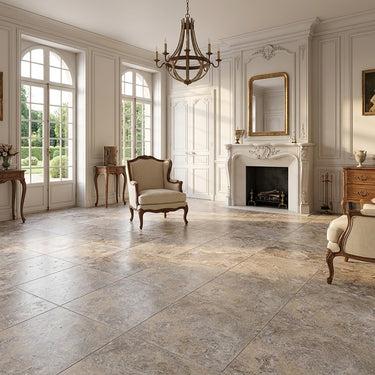 Silver Honed And Filled 18x18 Travertine Tile