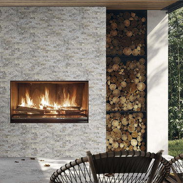 Silver Tumbled 6x24 Ledger Panel Travertine Mosaic